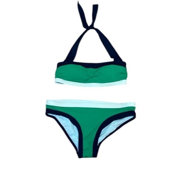 Boden Color Block Bikini, green, navy, 2 - Picture 1 of 11